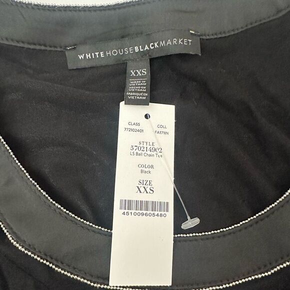 White House Black Market Long Sleeve Ball Chain Long Sleeve Tee‎ Round Neck XXS - Picture 7 of 11